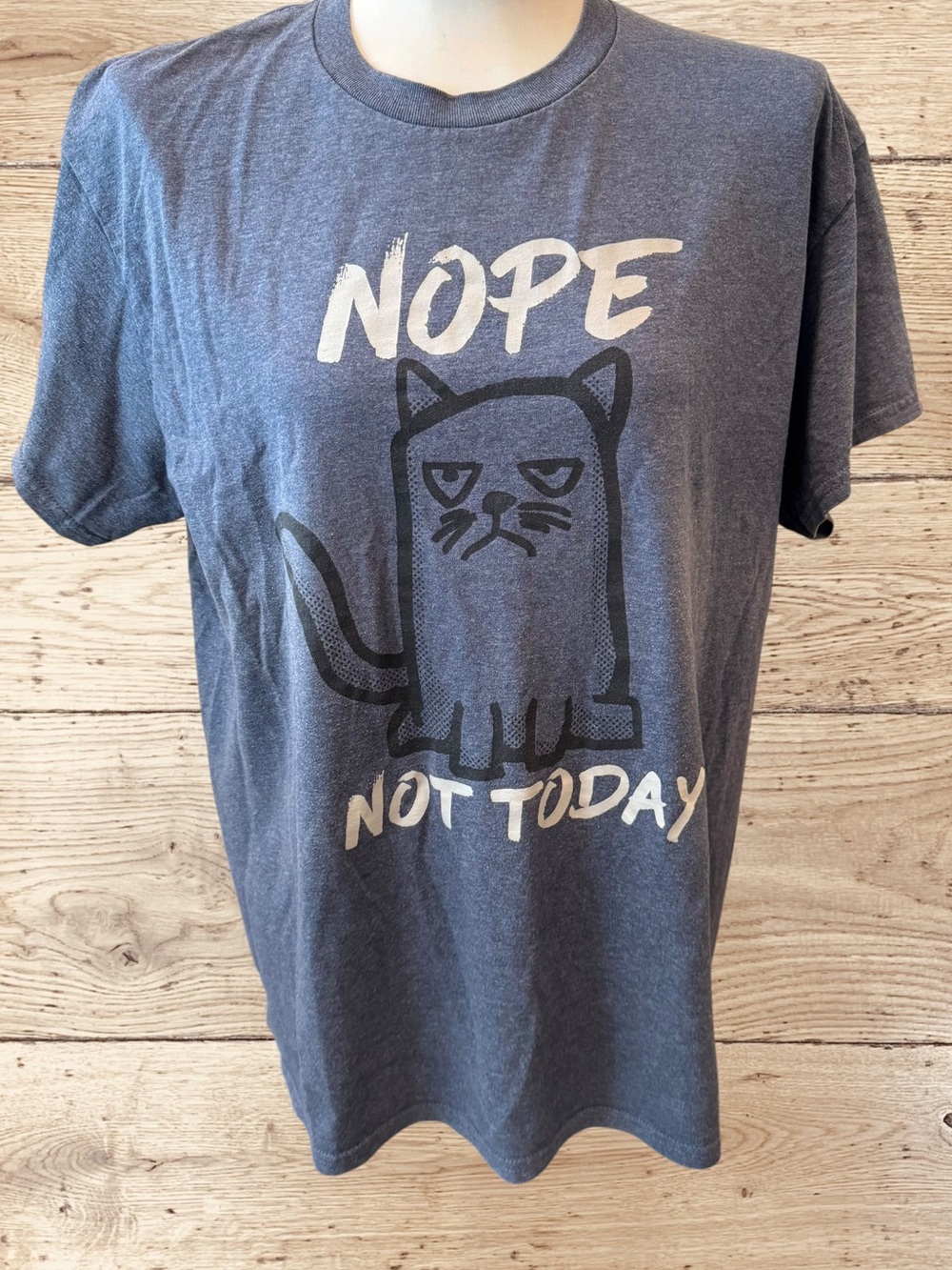 Gildan Navy Blue 'Nope Not Today' Cat Graphic Tee